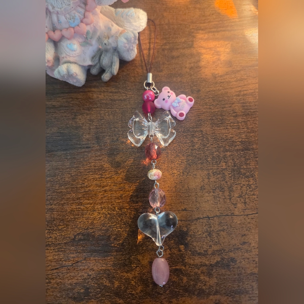 Pink and Clear Phone Charm